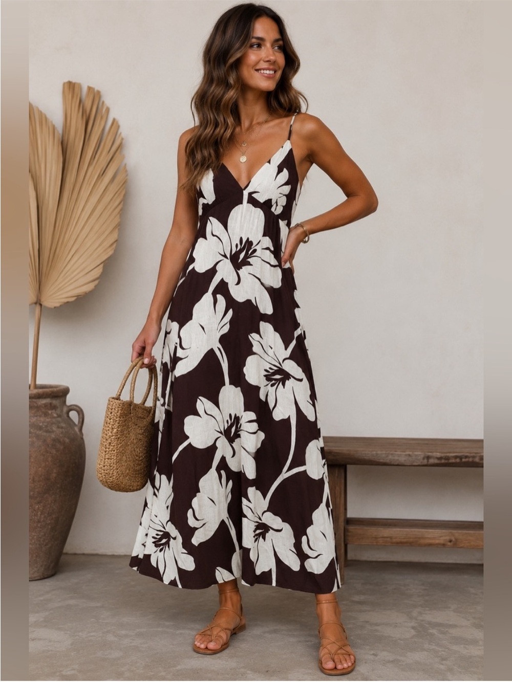 Paper Heart Linen Blend chocolate brown white Dress Size XL NWT ANTHROPOLOGIE - Picture 4 of 7